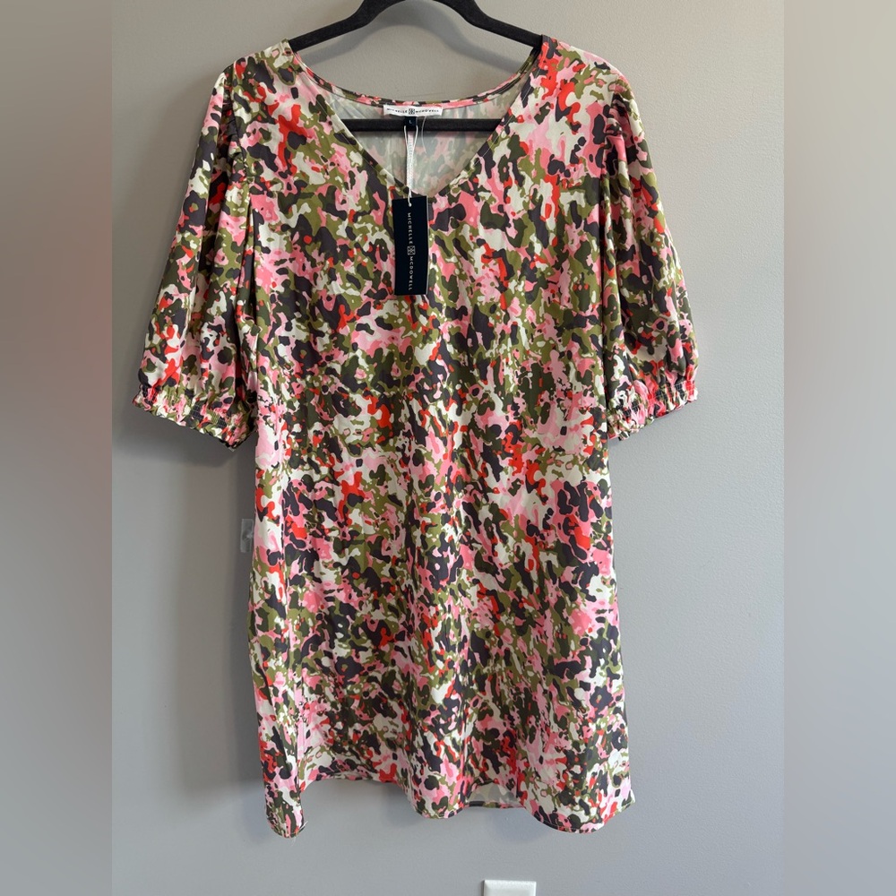 NWT Michelle McDowell Colorful Camouflage Lennox Dress Boutique size Large